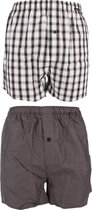 Schiesser - **ACTIE** 2-pack Wijde Boxershorts Antraciet / Geruit - XL