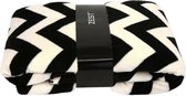 GAEVE | Zest fleece deken - heerlijk zacht, warm plaid - 125*150 cm - vacht zijde - zigzag zwart wit