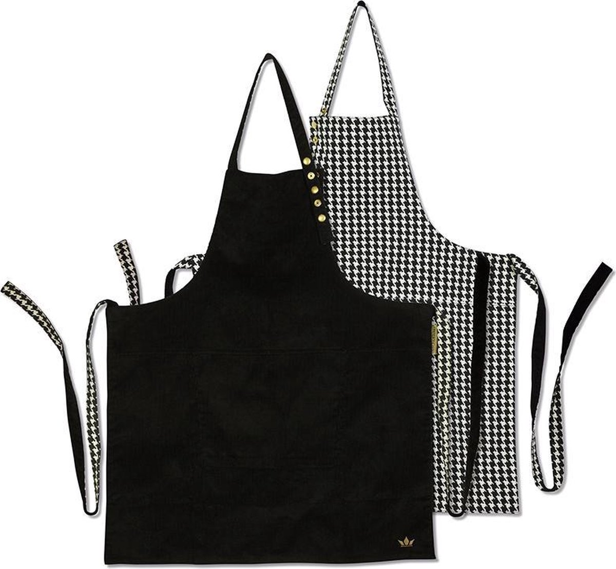 Dutchdeluxes reversible apron corduroy black/pied de poule