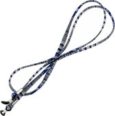 Fako Bijoux® - Brillenkoord - Inka - 70cm - Donkerblauw/Wit