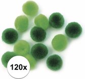 120x pompons artisanaux verts 15 mm - boules de bricolage