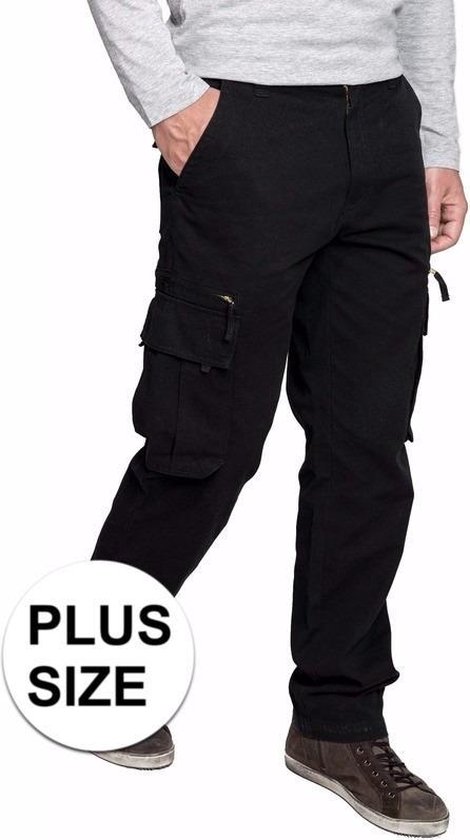 Grote maten zwarte cargo pantalon voor heren 52 (3XL 58) | bol.com
