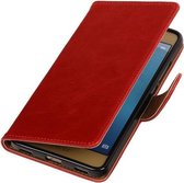 Rood Pull-Up PU booktype wallet cover voor Huawei Honor 5c