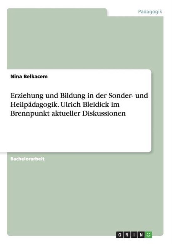 Erziehung und Bildung in der Sonder- und Heilpadagogik. Ulri ... - cover