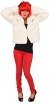 Witte korte bontjas voor dames 40-42 (L/XL)