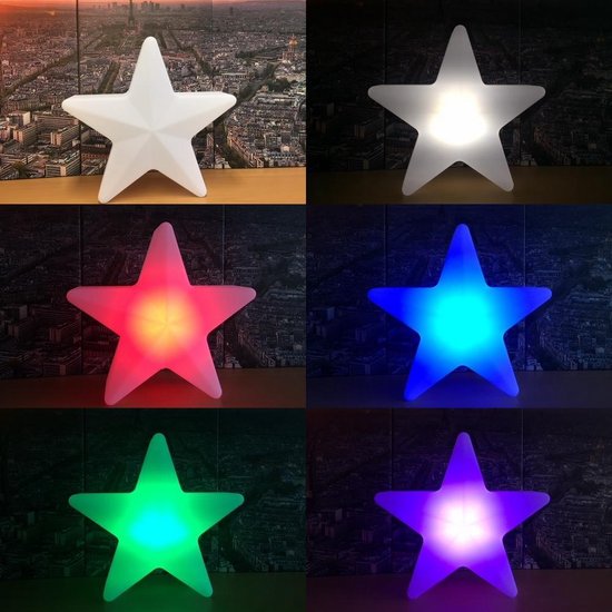 De vreemdeling gloeilamp speer Nachtlamp kinderkamer LED lamp Ster Stars 40 CM 16 kleuren RGB wit  oplaadbaar... | bol.com