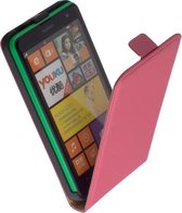 LELYCASE Lederen Flip Case Cover Hoesje Nokia Lumia 625 Roze