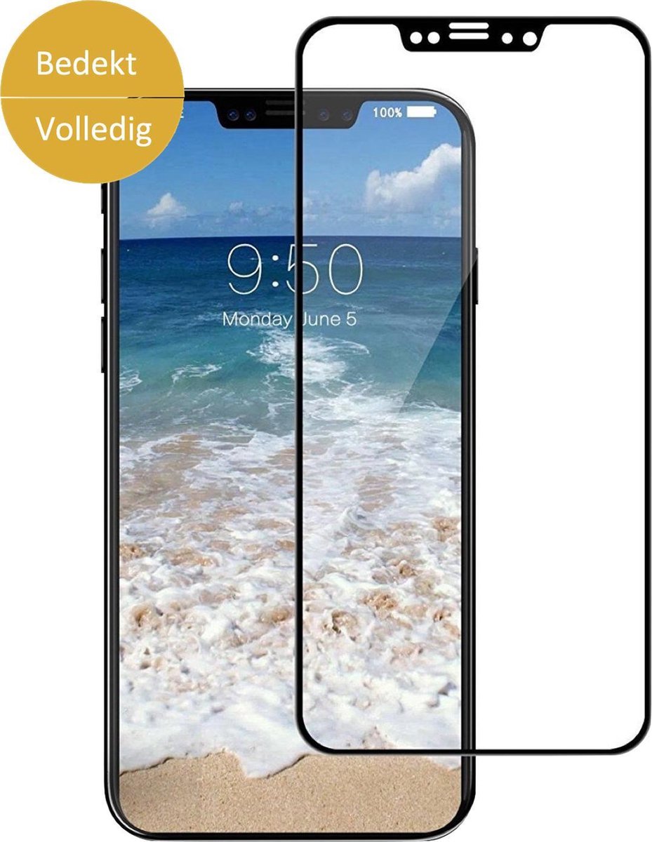 Screenprotector geschikt voor Apple iPhone Xs / X - Full Screen Zwart - van iCall