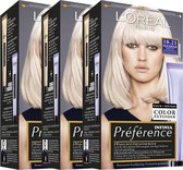 L'Oréal Paris Préférence Récital Haarverf - 10.21 Stockholm Blond - 3 stuks Voordeelverpakking