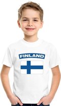 T-shirt met Finse vlag wit kinderen M (134-140)