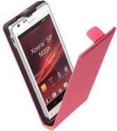 HC Leder Flip case case Telefoonhoesje - Sony Xperia SP Roze
