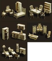 Poppenhuis meubels complete inrichting set