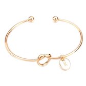 24/7 Jewelry Collection Knoop met Gepersonaliseerde Letter Bangle Armband - Goudkleurig - LETTER W