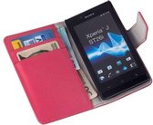 HC Bookcase Flip Wallet case Telefoonhoesje - Sony Xperia J Roze