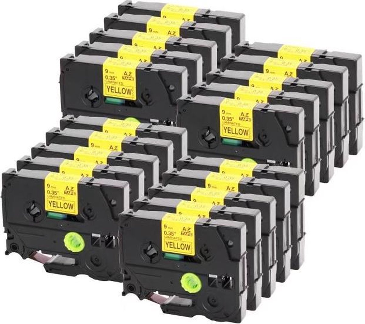 20 Roll Compatible voor Brother TZe-621 / TZ-621 Zwart op Geel Label Tapes voor P-touch GL-H105 GL-200 PT-1080 PTE-550WVP, PT-1160, PT-1170, PT-1180 Label Printer / 9mm x 8m