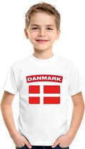 T-shirt met Deense vlag wit kinderen M (134-140)