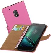 Bookstyle Wallet Case Hoesjes voor Moto G4 Play Roze