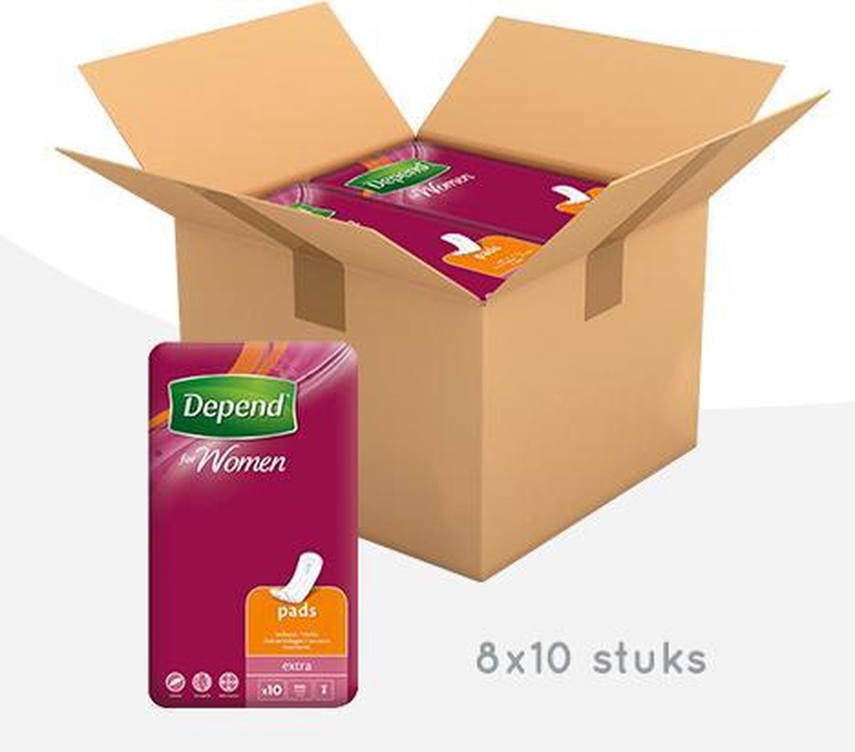 Goedkoopste Depend verband Extra - Maandbox 80 stuks - Incontinentiepads