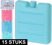 15x Gekleurde mini koelelementen mint/roze/blauw - Kleine koelelementen 7 x 1 x 8 cm 15 stuks