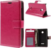 Roze agenda wallet case hoesje Microsoft Lumia 435