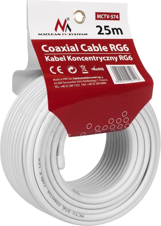 Concentrische satellietkabel RG6 Coaxiale kabel 25m | bol.com