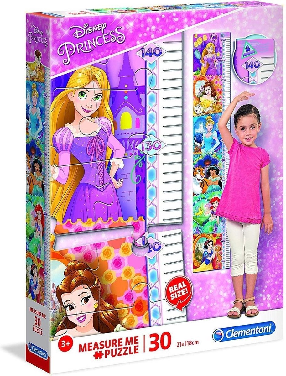 Clementoni - Disney Princess - Measure Me - Kinderpuzzel - 21 x 118 cm - 30 Stukjes - Vanaf 3 jaar