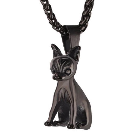 Heren ketting - Kettinghanger - Mendes - Chihuahua - Edelstaal - Zwart