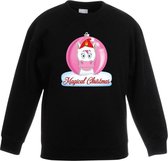 Kersttrui met roze eenhoorn kerstbal zwart voor meisjes 7-8 jaar (122/128)