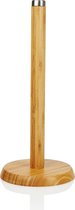 Lumaland Cuisine - keukenrolhouder - van bamboe met edelstalen top - Ø ca. 14 cm x 32 cm