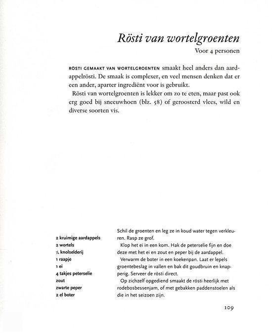 Receptpagina voor Rösti van wortelgroenten met ingrediëntenlijst en bereidingswijze.