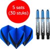 Afbeelding van het spelletje Dragon darts - Maxgrip – 5 sets - darts shafts - zwart-blauw – short – en 5 sets – Vista blauw – darts flights