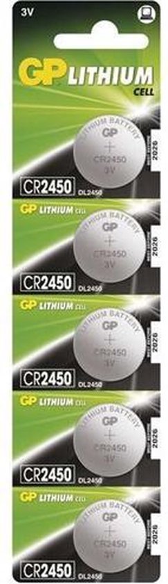 GP pile bouton, Lithium, CR2450, 5-p
