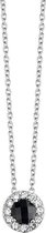 New Bling 9NB 0195 Zilveren collier met hanger - zirkonia rond - lengte 40 + 5 cm - zilverkleurig / zwart