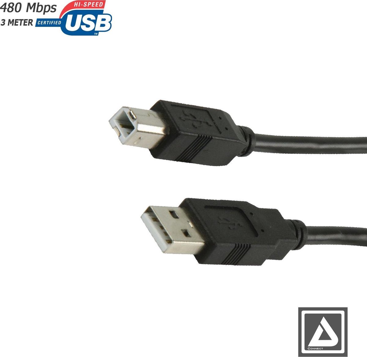 Usb 2.0 printer kabel 3 meter USB A to USB B | bol.com