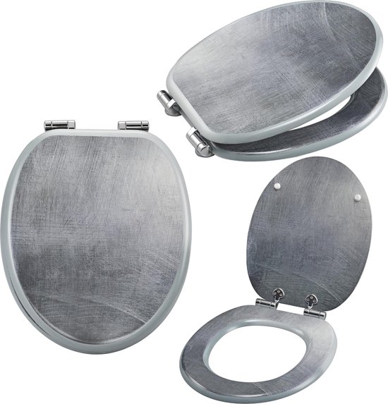 gevaarlijk Geweldig hypotheek Softclose WC bril - toiletbril - toiletzitting - zilver look | bol.com