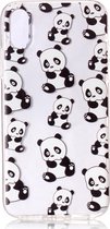 Shop4 - iPhone X Hoesje - Zachte Back Case Panda's Transparant