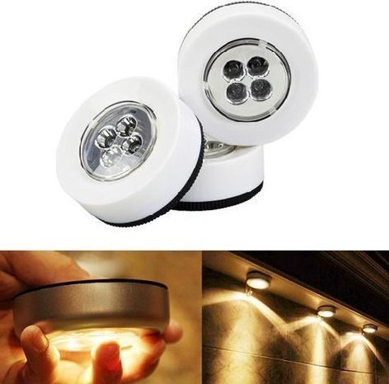 fascisme Goed opgeleid Broek Premium Witte Zelfklevende Druklampen Set LED - 3 Stuks | Werkt Zonder  Stopcontact | 4... | bol.com