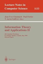 Information Theory and Applications II