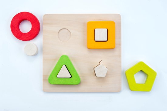 Geometric sorter 30 x 30 cm rubber wood board - XL peg van Merkloos — afbeelding 2
