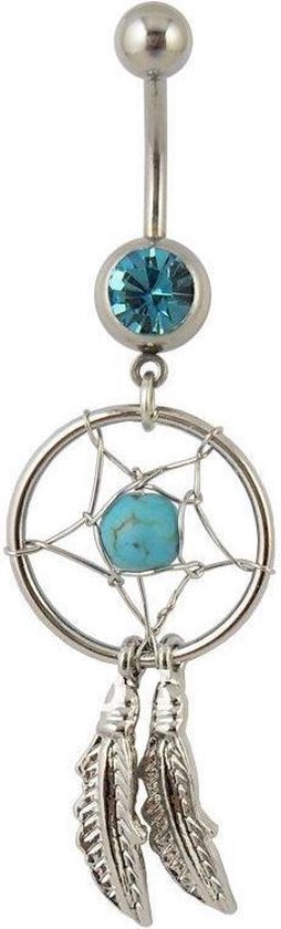 Fako Bijoux® - Navelpiercing - Dreamcatcher - Blauw