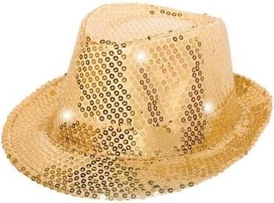 Goud pailletten hoedje met LED licht | bol.com