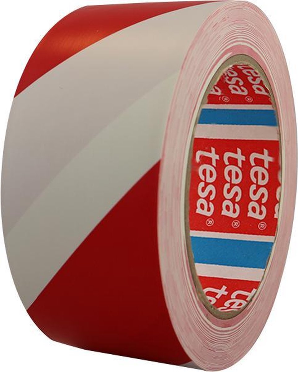 Vloermarkeringstape 5cm (Rood/Wit)