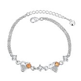 Hartjes armband klassiek kristal geel