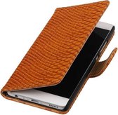 BestCases.nl Bruin Slang booktype wallet cover hoesje voor HTC Desire 210