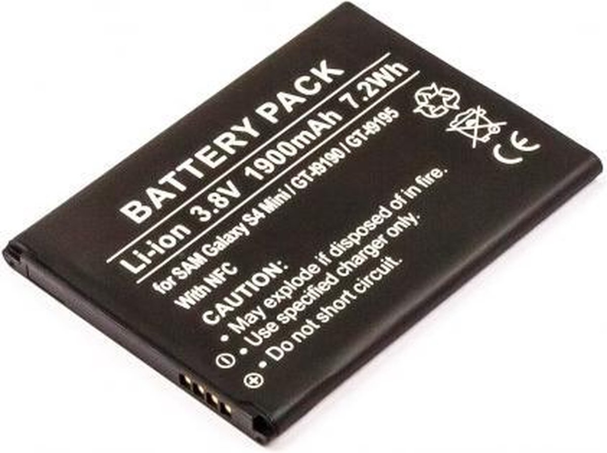 Battery SAMSUNG Galaxy S4 Mini, GT-I9195, Li-ion, 3,8V, 1900mAh, 7,2Wh,  with NFC | bol.com