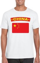 T-shirt met Chinese vlag wit heren XL