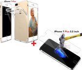 Glazen Screenprotector voor Apple iPhone 7 Plus 5.5 inch + Met Gratis ultra Dunne Transparant TPU hoesje