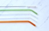 Happy Straw Super Sterk HERBRUIKBARE Glazen Rietjes (kleur: Orange, Groen & Helder) x 4 - incl. schoonmaakborstel