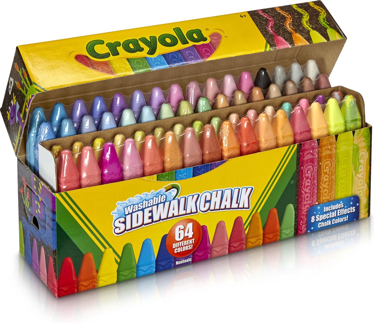 Crayola – Stoepkrijt – 64 Stuks Kleuren – Gemakkelijk Te Wassen