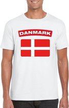 T-shirt met Deense vlag wit heren L